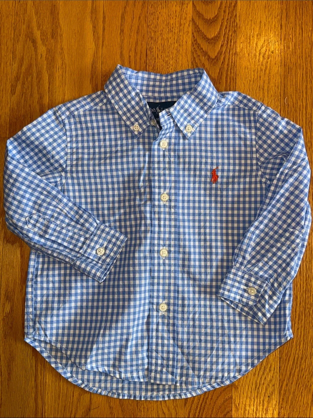 🐎 Ralph Lauren Blue Gingham Button-Down Shirt for 18 months